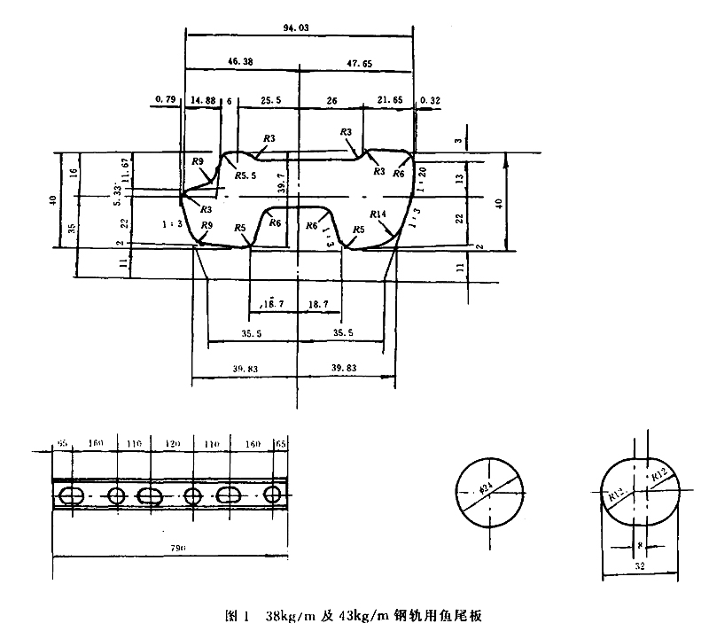 Drawing of Fishplate for 38kg steel rail