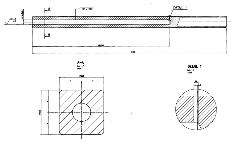Drawing of Cathode collector bar for Aluminum melting plant